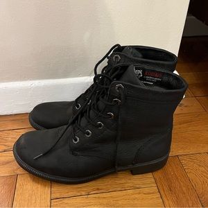 Black Leather Combat Boots